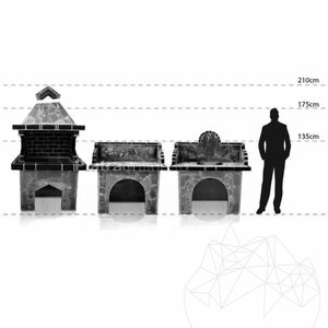 Family Garden Furniture Set, Standard (Grill Medium, Holzkohle/Holz, Tisch, Spüle) - Dekorativer Stein, Ziegel