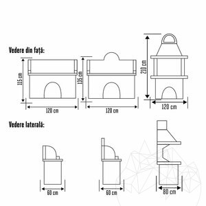 Family Garden Furniture Set, Traditional (Grill, Holzkohle/Holz, Tisch, Spüle) - polygonaler Stein, Ziegel