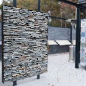 Schiefer Kavala 3D-Streifen | Dekorativer Stein für vertikale Verkleidungen, Außen-Innen (10-12/Palette)
