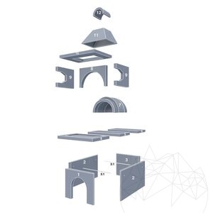 Traditioneller integrierter Grill + Backofen (Holzkohle/Holz, 208x120x155 cm, 1200 kg, Rhodos-Naturstein, Ziegel)