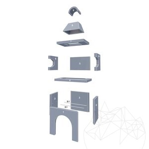 Kleiner mediterraner Gartengrill (Holzkohle/Holz, 100x60x210 cm, 650 kg, Homa-Naturstein, Ziegel)