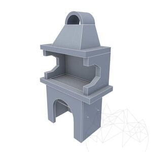 Kleiner mediterraner Gartengrill (Holzkohle/Holz, 100x60x210 cm, 650 kg, Homa-Naturstein, Ziegel)