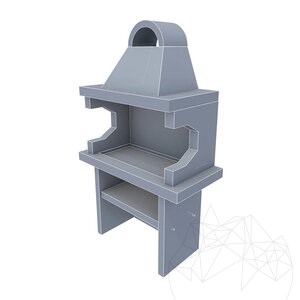 Traditioneller Gartengrill Medium (Holzkohle/Holz, 120x70x210 cm, 800 kg, Naturstein Verde Laguna, Ziegel)