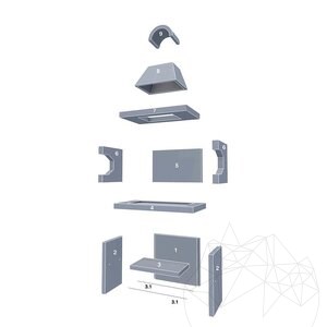 Traditioneller Gartengrill Medium (Holzkohle/Holz, 120x70x210 cm, 800 kg, Naturstein Verde Laguna, Ziegel)