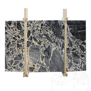 Polierte Marmorplatte Black Leopard, 2 cm