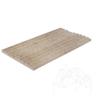 Umrandung aus gekratztem Travertin Latte PREMIUM 15 cm x FL