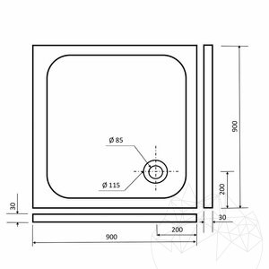 Duschwanne - Cappuccino-Marmor ULTRA FLAT 90 x 90 cm x 3 cm