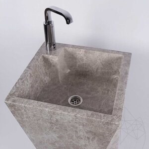 Waschbecken für Badezimmer -Tao Tundra Grau Marmor 45 x 82 cm