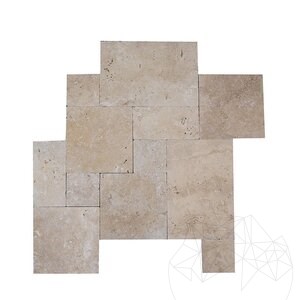 Travertin Classic Cross Cut Antik/Getrommelt Mini Römischer Verband 1 cm