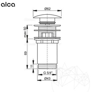 Click Clack Ablaufgarnitur Alca Plast (5/4'', Metall, mit Überlauf, großer Stöpsel)