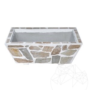 Rustikaler Beton-Pflanzkübel, 100x50 cm - mit Rhodos-Polygonalstein plattiert | Ideal für Blumen in Garten, Terrasse