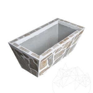Rustikaler Beton-Pflanzkübel, 100x50 cm - mit Rhodos-Polygonalstein plattiert | Ideal für Blumen in Garten, Terrasse