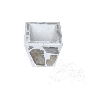 Rustikaler Beton-Pflanzkübel 30x40 cm - überzogen mit Rhodos Polygonal Stein | Ideal für Blumen in Garten, Terrasse
