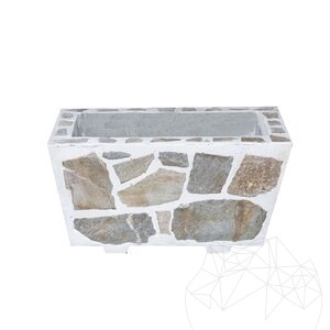 Rustikaler Beton-Pflanzkübel, 30x60 cm - Verkleidet mit Rhodos-Polygonalstein | Ideal für Blumen in Garten, Terrasse