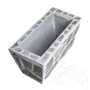 Rustikaler Beton-Pflanzkübel, 30x60 cm - Verkleidet mit Rhodos-Polygonalstein | Ideal für Blumen in Garten, Terrasse