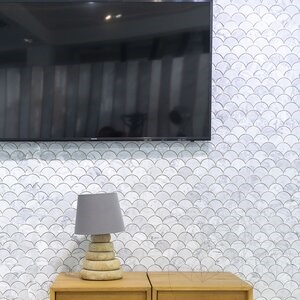 New York Fischschuppen-Mosaik aus geschliffenem Marmor 