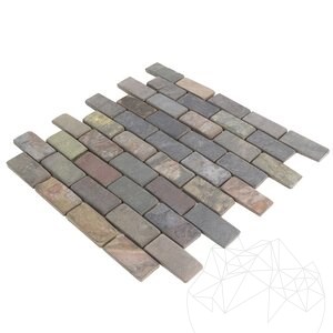 Multicolour Getrommelter Schiefer Mosaik 3 x 6 cm