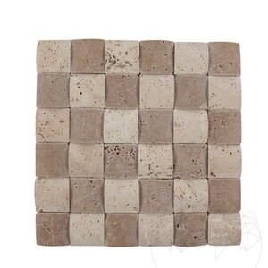 Classic & Noce Getrommelter Travertin 3D-Kissenmosaik 5 x 5 cm