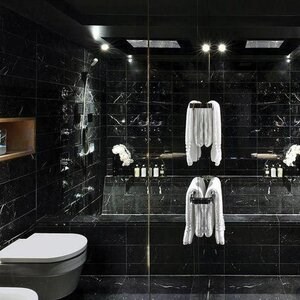 Polierter Marmor Nero Marquina 60 x 30 x 2 cm
