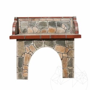 Einfaches Grilltisch - bedeckt mit Polygonaler Stein
