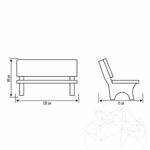 Gartenmöbel-Set Traditionell (Tisch: 130x80x71cm, Bank: 140x55x86cm, 620 kg/Set, polygonaler Stein, Ziegel)