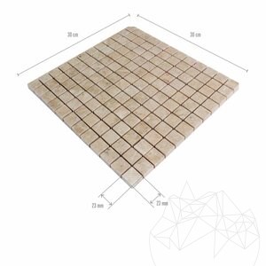 Polierter Marmor Mosaik Hellbeige 2,3 x 2,3 cm
