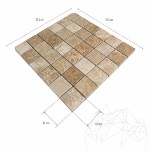 Heller Emperador Polierter Marmor Mosaik 4,8 x 4,8 cm