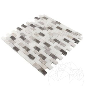 Emperador / Tundra / Mugla Mix Polierter Marmor Mosaik 3,2 x 1,5 cm