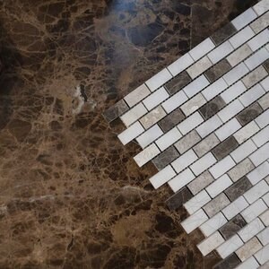 Emperador / Tundra / Mugla Mix Polierter Marmor Mosaik 3,2 x 1,5 cm