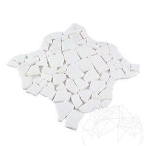 Crazy Paving Getrommelter Thassos-Marmor Mosaik