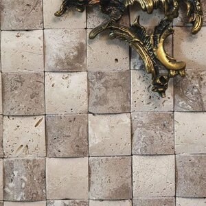 Classic & Noce Getrommelter Travertin 3D-Kissenmosaik 5 x 5 cm