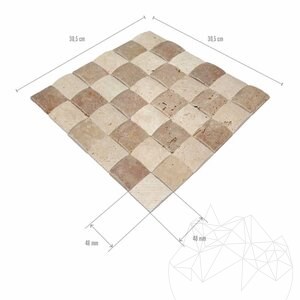 Classic & Noce Getrommelter Travertin 3D-Kissenmosaik 5 x 5 cm