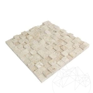 Klassisches Splitface Travertin 3D-Mosaik 2,5 x 2,5 cm