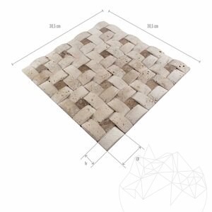 Klassischer & Latte Getrommelter Travertin 3D Konkav Mosaik