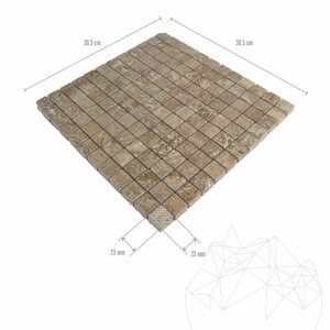 Latte Polierter Travertin Mosaik 2,3 x 2,3 cm