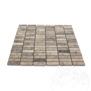 Silber polierter Travertin Mosaik 1,5 x 4,8 cm