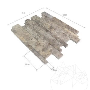 Silber polierter Travertin 3D Wandmosaik