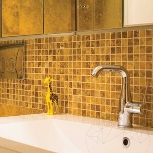 Gelber polierter Travertin Mosaik 2,3 x 2,3 cm