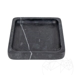 Quadratisches Tablett aus Nero-Marmor, 15 x 15 x 2.5 cm