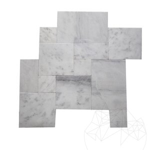 New York White Marble Set mit französischen Mustern, sandgestrahlt und gebürstet, 1.2 cm
