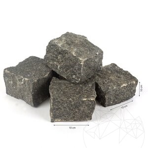 Anthrazit Splitface Granit Kopfsteinpflaster 10 x 10 x 10 cm (1 Tonne = 5 qm)