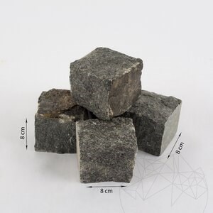 Anthrazit Splitface Granit Kopfsteinpflaster 8 x 8 x 8 cm (1 Tonne = 5-6 qm)