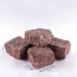 Ahorn Roter Splitface Granit Kopfsteinpflaster 10 x 10 x 5 cm