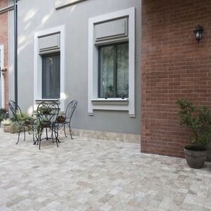 Classic Cross Cut Tumbled Travertine Cobblestone 10 x 10 x 3 cm (Pflastersteine)