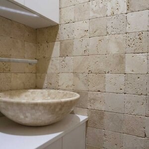 Classic Kreuzschliff Getrommelter Travertin 10 x 10 x 1 cm - Economy