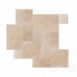 Klassischer Kreuzschliff Gebürsteter Travertin Französisches Muster Set 1,2 cm