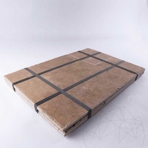 Noce Cross Cut Gebürsteter und gemeißelter Travertin mit französischem Muster, 1,2 cm