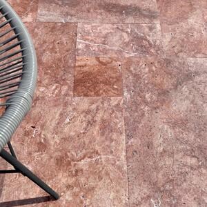 Rotes Opium Kreuzschliff gebürstet Travertin Französisch Muster Set 1,2 cm