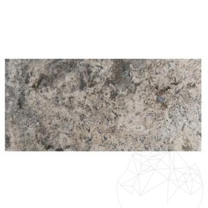 Silberner Kreuzschliff Polierter Travertin 61 x 30,5 x 1,2 cm