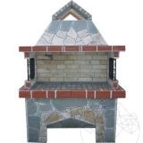 Gradina Traditional Large Barbecue mit Grillsystem (Holzkohle/Holz, 153x75x210 cm, 950 kg, polygonaler Stein, Ziegel)